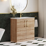 Modern Splash 800mm Bleached Oak 2 Door Floor Standing Vanity Unit With Minimalist Basin