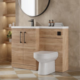 Modern Splash 1100mm Bleached Oak 2 Door Floor Standing Left-Hand Combination Unit With Polymarble Basin