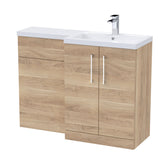Modern Splash 1100mm Bleached Oak 2 Door Floor Standing Right-Hand Combination Unit With Polymarble Basin