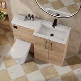 Modern Splash 1100mm Bleached Oak 2 Door Floor Standing Right-Hand Combination Unit With Polymarble Basin