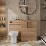 Modern Splash 1100mm Bleached Oak 2 Door Floor Standing Right-Hand Combination Unit With Stone Basin