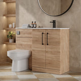 Modern Splash 1100mm Bleached Oak 2 Door Floor Standing Right-Hand Combination Unit With Stone Basin
