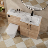 Modern Splash 1100mm Bleached Oak 2 Door Floor Standing Right-Hand Combination Unit With Stone Basin