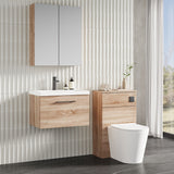 Modern Splash 600mm 1 Drawer Bleached Oak Wall Hung Vanity Unit With Mid-Edge Basin