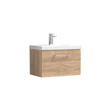 Modern Splash 600mm 1 Drawer Bleached Oak Wall Hung Vanity Unit With Thin Edge Basin