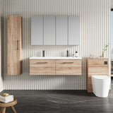 Modern Splash 1200mm Bleached Oak 2 Drawer Wall Hung Vanity Unit With 2 Tap Hole Ceramic Basin