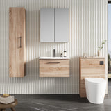 Modern Splash 600mm 1 Drawer Bleached Oak Wall Hung Vanity Unit With Curved Basin