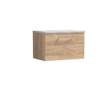 Modern Splash 600mm Bleached Oak 1 Drawer Wall Hung  Vanity Unit With Bellato Grey Worktop