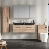 Modern Splash 1200mm Bleached Oak 2 Drawer Wall Hung Vanity Unit With Co-ordinating Worktop