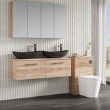 Modern Splash 1200mm Bleached Oak 2 Drawer Wall Hung Vanity Unit With Co-ordinating Worktop