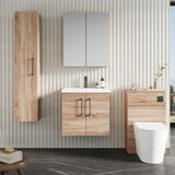 Modern Splash 600mm Bleached Oak 2 Door Wall Hung Vanity Unit With Mid-Edge Basin