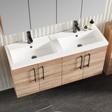 Modern Splash 1200mm Bleached Oak 4 Door Wall Hung Vanity Unit With 2 Tap Hole Polymarble basin