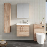 Modern Splash 600mm Bleached Oak 2 Door Wall Hung Vanity Unit With Thin Edge Basin