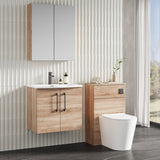 Modern Splash 600mm Bleached Oak 2 Door Wall Hung Vanity Unit With Curved Basin