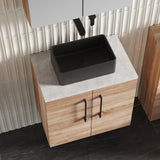 Modern Splash 600mm Bleached Oak 2 Door Wall Hung Vanity Unit With Bellato Grey Worktop