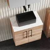Modern Splash 600mm Bleached Oak 2 Door Wall Hung Vanity Unit With Carrara Laminate Worktop