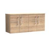 Modern Splash 1200mm Bleached Oak 4 Door Wall Hung Vanity Unit With Co-ordinating Worktop