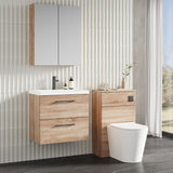 Modern Splash 600mm Bleached Oak 2 Drawer Wall Hung Vanity Unit With Mid-Edge Basin