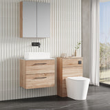 Modern Splash 600mm Bleached Oak 2 Drawer Wall Hung Vanity Unit With Bellato Grey Worktop