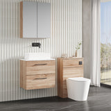 Modern Splash 600mm Bleached Oak 2 Drawer Wall Hung Vanity Unit With Carrara Laminate Worktop