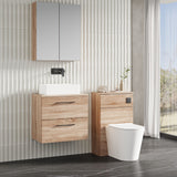 Modern Splash 600mm Bleached Oak 2 Drawer Wall Hung Vanity Unit With Co-ordinating Worktop
