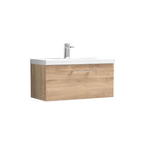 Modern Splash 800mm 1 Drawer Bleached Oak Wall Hung Vanity Unit With Thin Edge Basin