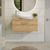 Modern Splash 800mm Bleached Oak 1 Drawer Wall Hung Vanity Unit With Co-ordinating Worktop
