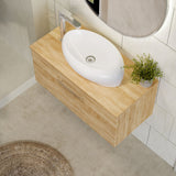 Modern Splash 800mm Bleached Oak 1 Drawer Wall Hung Vanity Unit With Co-ordinating Worktop