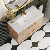 Modern Splash 800mm Bleached Oak 2 Drawer Wall Hung Vanity Unit With Minimalist Basin