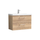 Modern Splash 800mm Bleached Oak 2 Drawer Wall Hung Vanity Unit With Thin Edge Basin