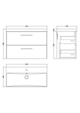 Modern Splash 800mm Bleached Oak 2 Drawer Wall Hung Vanity Unit With Thin Edge Basin
