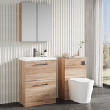 Modern Splash 600mm Bleached Oak 2 Drawer Floor Standing Vanity Unit With Mid-Edge Basin