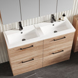 Modern Splash 1200mm Bleached Oak 4 Drawer Floor Standing Vanity Unit With 2 Tap Hole Polymarble basin