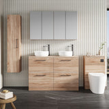 Modern Splash 1200mm Bleached Oak 4 Drawer Floor Standing Vanity Unit With Co-ordinating Worktop