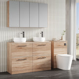 Modern Splash 1200mm Bleached Oak 4 Drawer Floor Standing Vanity Unit With Co-ordinating Worktop