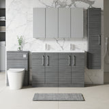 Modern Splash 1200mm Anthracite Woodgrain 4 Door Floor Standing Vanity Unit With 2 Tap Hole Polymarble basin