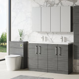 Modern Splash 1200mm Anthracite Woodgrain 4 Door Floor Standing Vanity Unit With 2 Tap Hole Polymarble basin