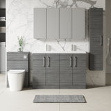 Modern Splash 1200mm Anthracite Woodgrain 4 Door Floor Standing Vanity Unit With 2 Tap Hole Ceramic Basin