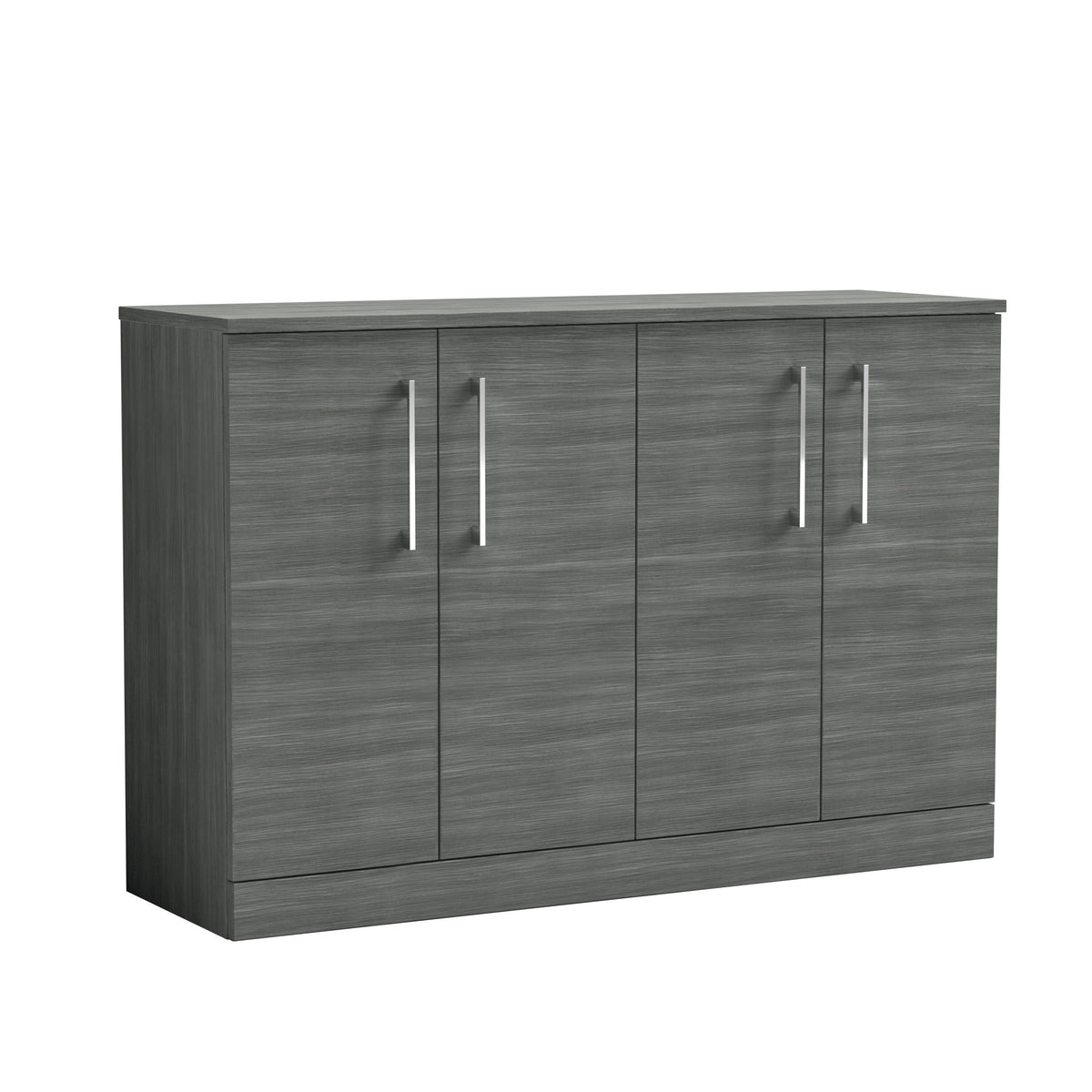 Modern Splash 1200mm Anthracite Woodgrain 4 door Floor Standing Vanity Unit With Co-ordinating Worktop