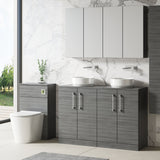 Modern Splash 1200mm Anthracite Woodgrain 4 door Floor Standing Vanity Unit With Co-ordinating Worktop
