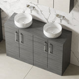 Modern Splash 1200mm Anthracite Woodgrain 4 door Floor Standing Vanity Unit With Co-ordinating Worktop