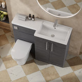 Modern Splash 1100mm Anthracite Woodgrain 2 Door Floor Standing Right-Hand Combination Unit With Polymarble Basin