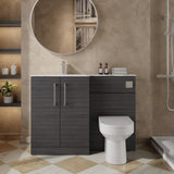 Modern Splash 1100mm Anthracite Woodgrain 2 Door Floor Standing Left-Hand Combination Unit With Stone Basin