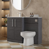 Modern Splash 1100mm Anthracite Woodgrain 2 Door Floor Standing Left-Hand Combination Unit With Stone Basin