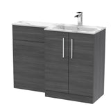 Modern Splash 1100mm Anthracite Woodgrain 2 Door Floor Standing Right-Hand Combination Unit With Stone Basin