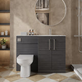 Modern Splash 1100mm Anthracite Woodgrain 2 Door Floor Standing Right-Hand Combination Unit With Stone Basin