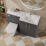 Modern Splash 1100mm Anthracite Woodgrain 2 Door Floor Standing Right-Hand Combination Unit With Stone Basin