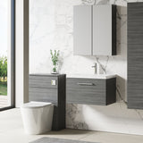Modern Splash 600mm Anthracite Woodgrain 1 Drawer Wall Hung Vanity Unit With Basin