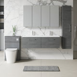 Modern Splash 1200mm Anthracite Woodgrain 2 Drawer Wall Hung Vanity Unit With 2 Tap Hole Polymarble basin