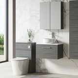 Modern Splash 600mm Anthracite Woodgrain 1 Drawer Wall Hung Vanity Unit With Carrara Laminate Worktop